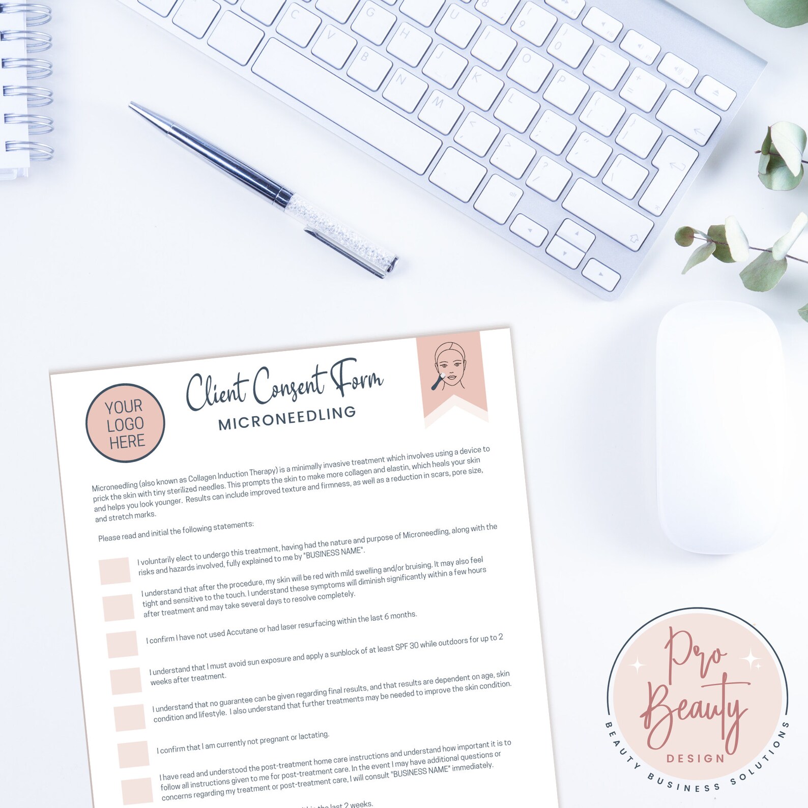 Editable Microneedling Client Intake Forms, Consent Form for ...