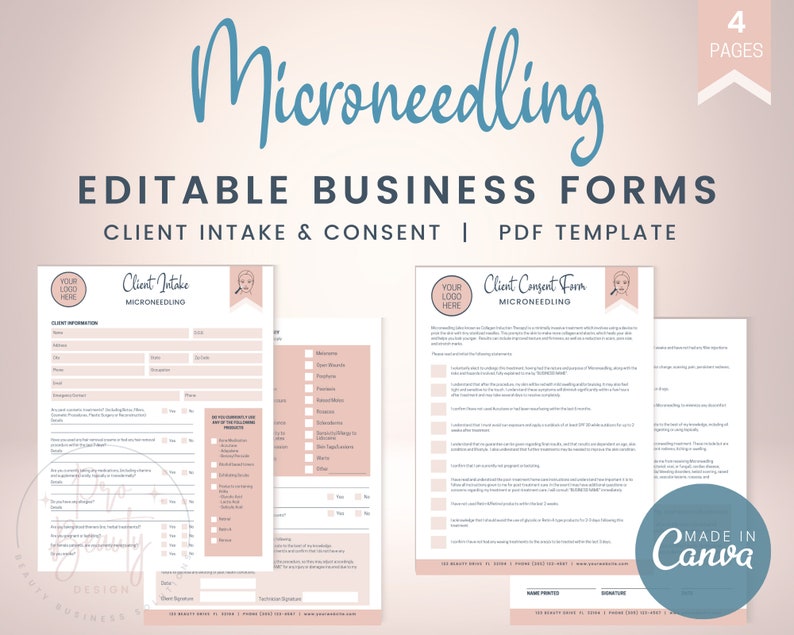 Editable Microneedling Client Intake Forms Consent Form for - Etsy