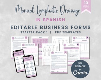 SPANISH Manual Lymphatic Drainage Business Forms, Editable MLD Client Intake and Consent, Lymphatic Massage Therapy Aftercare, SKU SMLDSP1