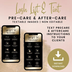 Kaarten voor voor- en nazorg voor wimperlifting en tinting, sms-instructies voor voor- en nazorg wimperlifting, wimperlifttint, SKU LLTDT3 png PNGEgg