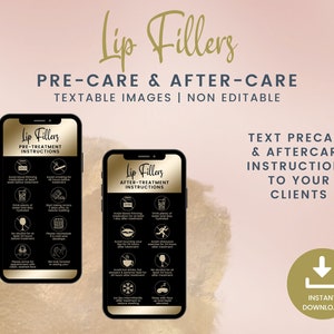 Digital Lip Fillers Precare and Aftercare, Textable Lip Filler Images, Aftercare Cards for Aestheticians, Lips Injection Card, SKU LFDT4