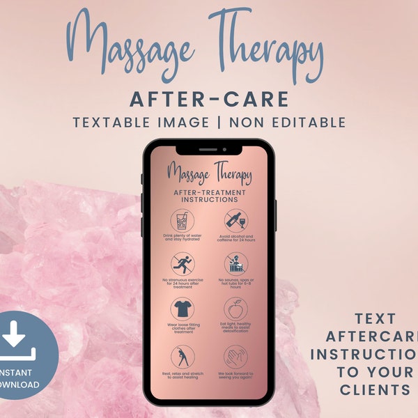 Textable Massage Therapy Aftercare Card, Digital Massage Therapy Cards for Esthetician, Instant Download PNG and JPG, SKU MDT1
