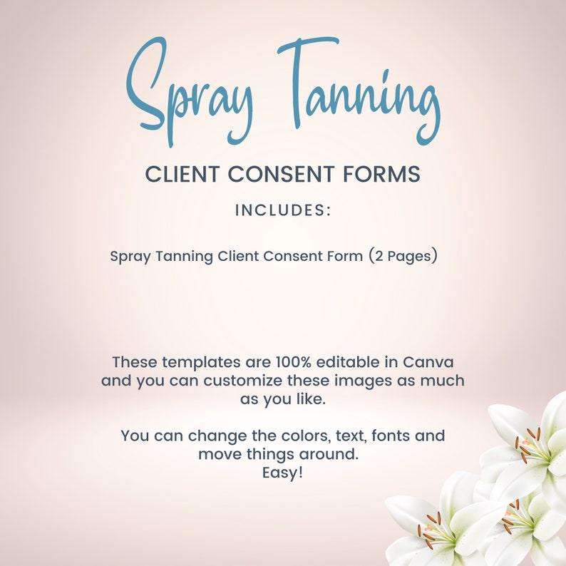 Editable Spray Tanning Client Consent Form, Spray Tanning Liability ...
