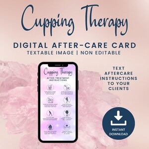 Textable Cupping Therapy Aftercare Card, Digital Massage Therapy Cards for Estheticians, Instant Download JPG Image, SKU CTDT1