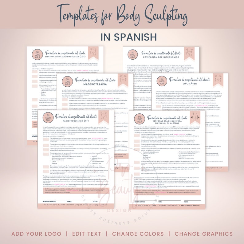 SPANISH Body Sculpting Consent Forms, Editable Body Contouring Client Intake, Covid Liability Waiver, Photo and Video Release, SKU SBSSP3 image 4