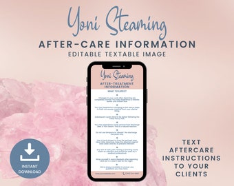 Yoni Steaming Textable Infocard, carte V Steam modifiable pour les esthéticiennes, Digital Yoni Steam Aftercare, SKU YSDT2E