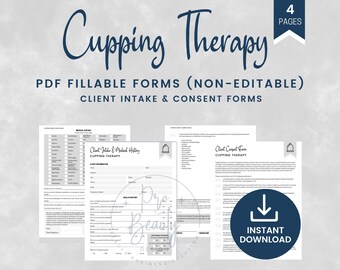 Ifyllbara affärsformulär för koppbehandling, klickbara PDF-filer, samtyckesformulär för vakuumbehandling, klientintagsformulär för massagebehandling, SKU FICTCIC1
