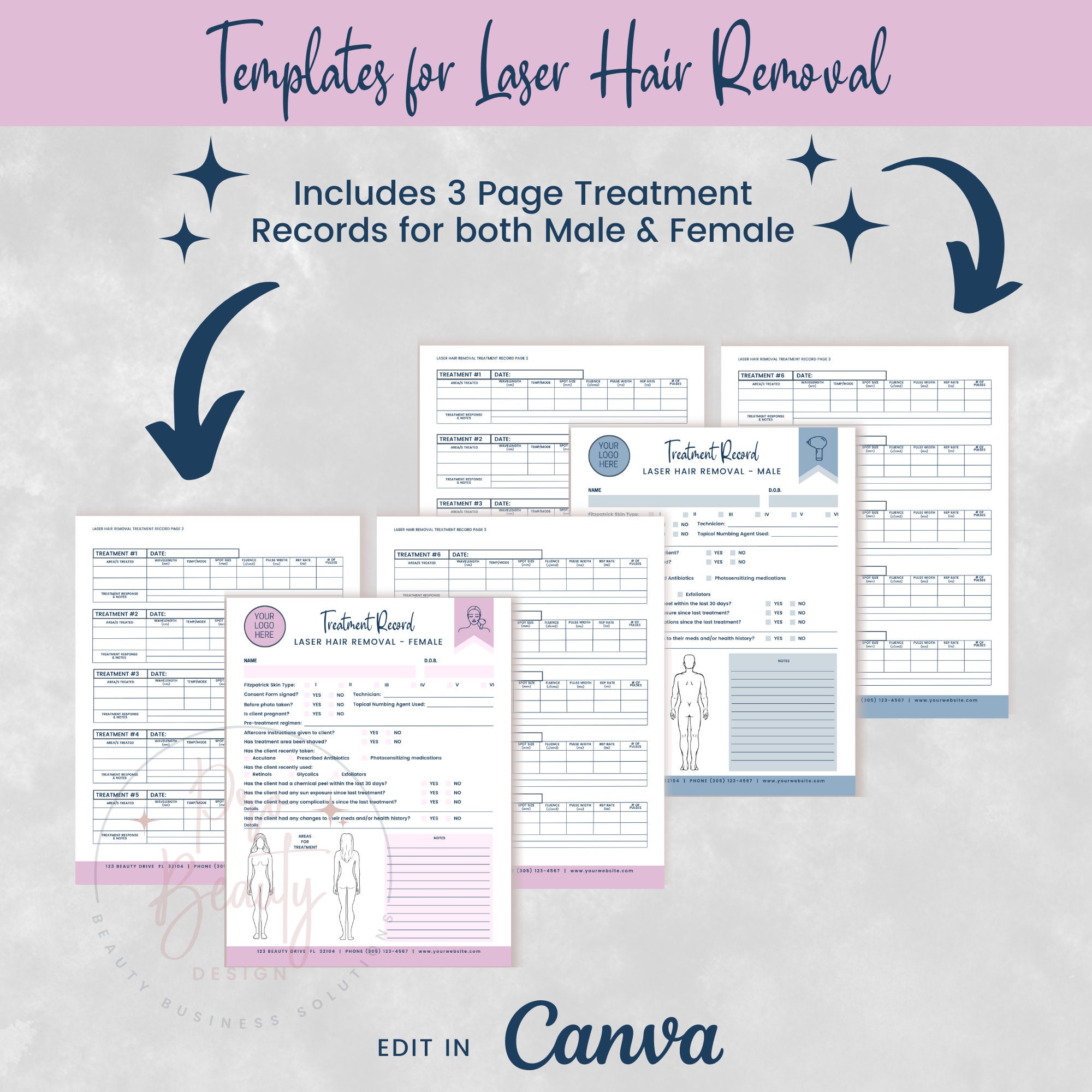 Laser Hair Removal Business Forms, Consent Form With Fitzpatrick Scale