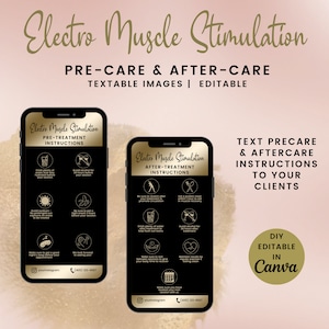 Instructions de pré-entretien et de suivi de l'électrostimulation musculaire, cartes EMS numériques textables pour esthéticiennes, SKU EMSDTE1