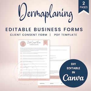 Editable Dermaplaning Consent Form Template, Esthetician Business Form, Printable Liability Waiver Form, Skin Care Consent, Canva SKU EDC1