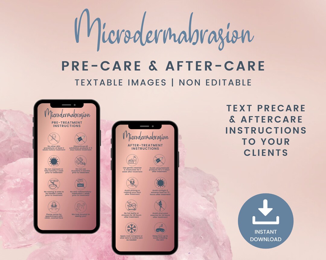 Textable Microdermabrasion Precare and Aftercare Cards, Digital