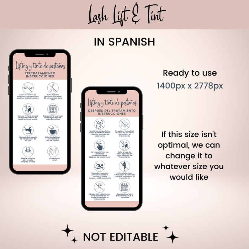 SPANISH Lash Lift and Tint Forms, Editable Eyelash Tinting Consultation