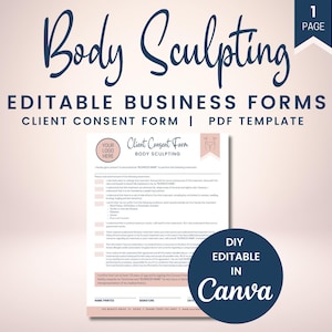 Termo de Consentimento e Isenção de Responsabilidade para Escultura Corporal, Formulário de Consentimento Editável para Contorno Corporal para Esteticistas, Formulários para Clínicas de Estética Médica, SKU BSC1