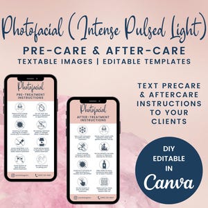Carte numérique de suivi photofacial IPL, carte de soins téléphoniques modifiable, instructions textuelles de soins de suivi par lumière pulsée intense, SKU IPLPDT1E