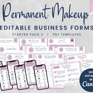 Permanent Makeup Business Forms, Editable PMU Intake and Consent Forms, Cosmetic Tattooing, Lip Blushing and Eyeliner Aftercare, SKU PMUSP2