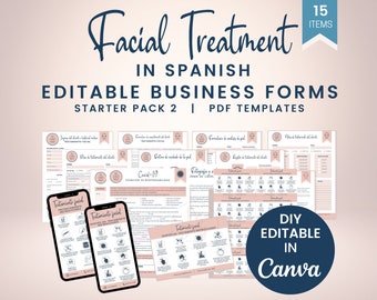 SPANISH Facial Treatment Business Forms, Templates for Estheticians, Printable Skincare Consent Forms, Facial Consultation Forms, SKU SFTSP2