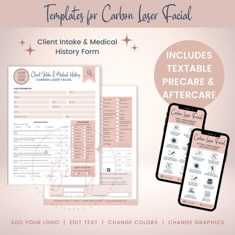 Carbon Laser Facial Business Forms Editable China Doll Facial Etsy Australia