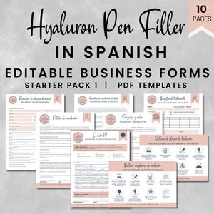 SPANISH Hyaluron Pen Filler Business Forms, HA Filler Injection Consent, Hyaluronic Filler Consult Form, Filler Treatment Record, SKU SHPSP1