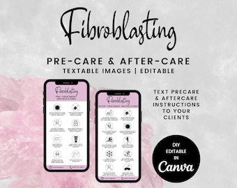 Bearbeitbare Fibroblasting Vor- und Nachsorge-Telefonkarten, Anweisungen für die digitale Fibroblast-Nachsorge, Hautstraffungs-Plasmastift, SKU FBDT1E