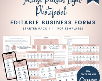 IPL Photofacial Business Forms, bearbeitbare Einverständniserklärung mit Fitzpatrick-Skala, Vorsorge-Nachsorge-Formulare, intensiv gepulstes Licht, SKU IPLPSP1