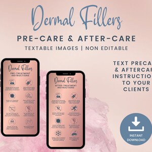 Pré-soins et suivi des produits de comblement dermique, image de remplissage textable, cartes de pré-soins et de suivi pour les esthéticiennes, SKU DFDT2