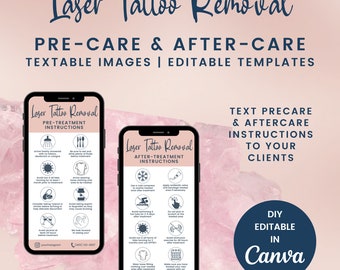 Digital Laser Tattoo Removal Precare and Aftercare Cards, Tattoo Removal Phone Care Card, Textable Tattoo Removal After Care, SKU LTRDTE