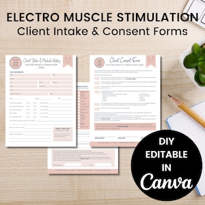 Electro Muscle Stimulation Client Intake Form, Editable EMS Consent Form and Liability Waiver, Body Sculpting Business Forms, SKU EMSCIC1