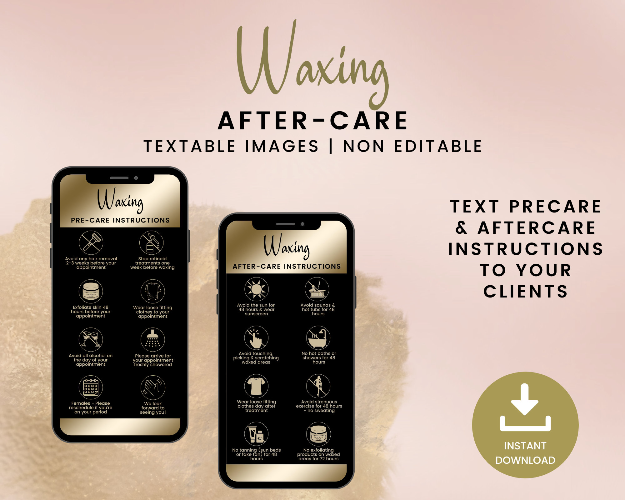 Waxing Precare & Aftercare Phone Cards Textable Waxing - Etsy