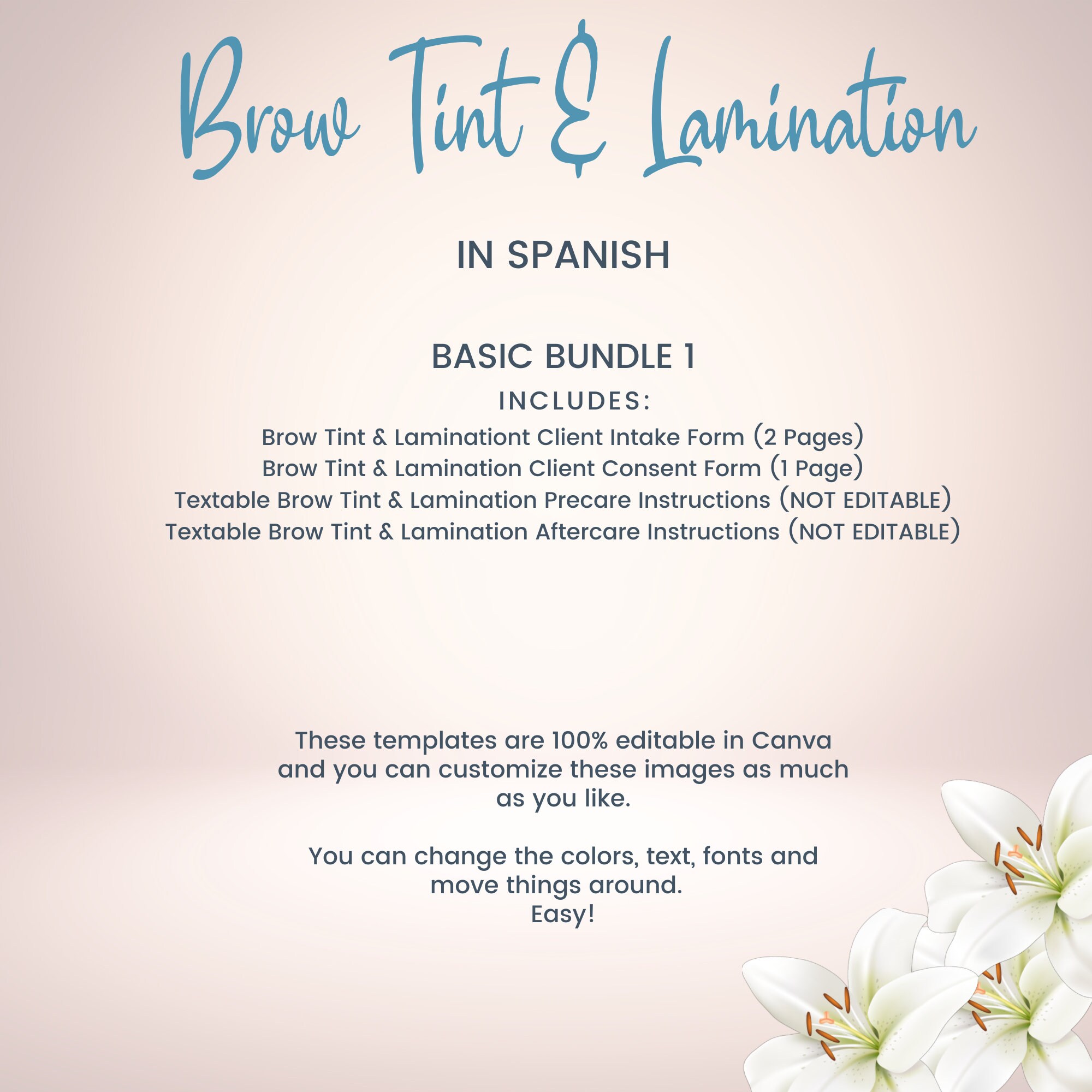SPANISH Brow Tint and Lamination Business Forms, Brow Lamination
