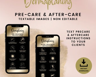 Dermaplaning Precare & Aftercare Cards: Textable Esthetician Instructions (Digital Download) SKU DPDT3
