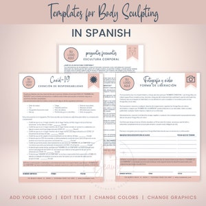 SPANISH Body Sculpting Consent Forms, Editable Body Contouring Client Intake, Covid Liability Waiver, Photo and Video Release, SKU SBSSP3 image 3