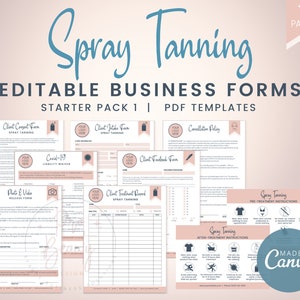 Editable Spray Tanning Business Forms, Spray Tan Templates for Estheticians, Beauty Salon Consult Forms, Sunless Tanning Service, SKU STSP1