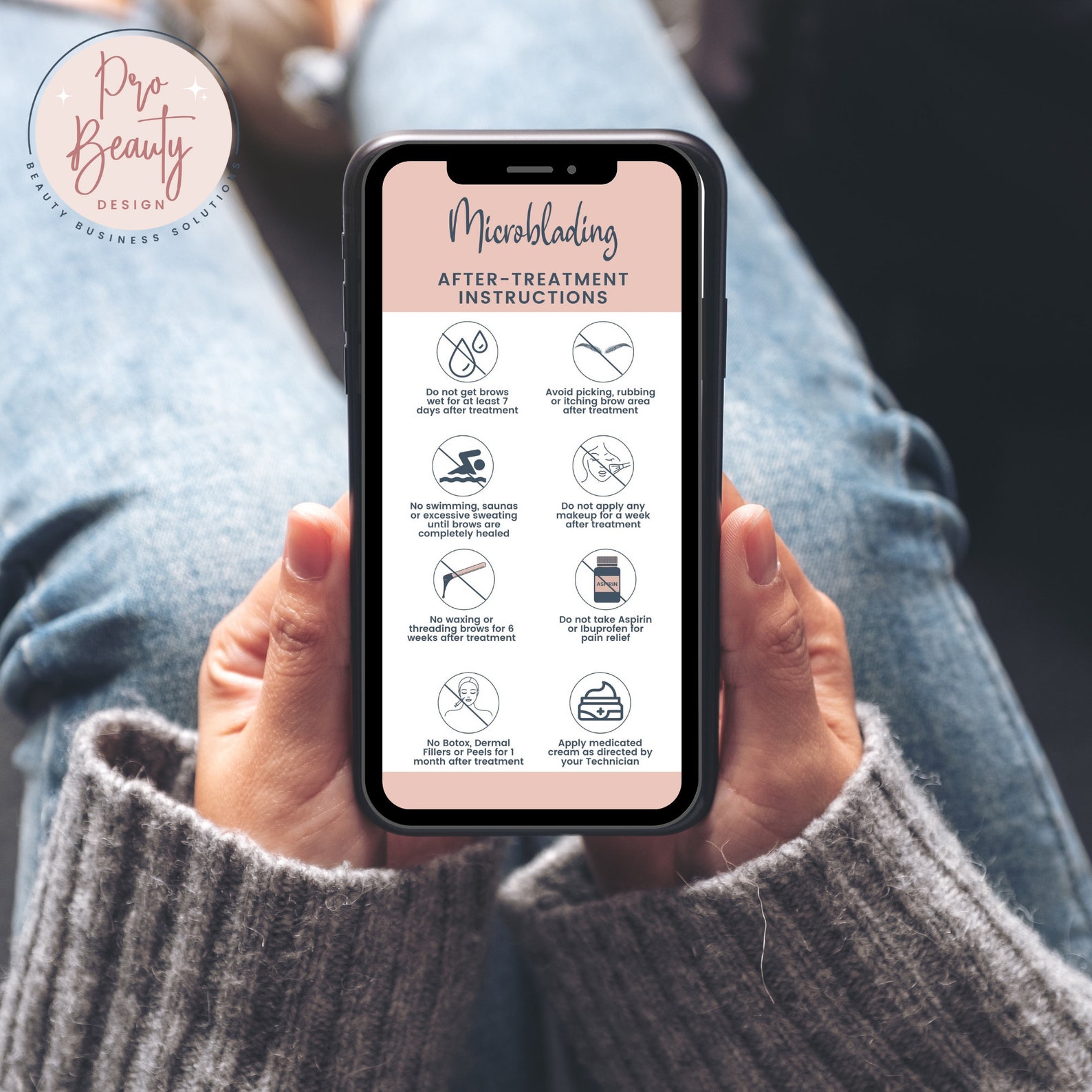 Microblading Precare Microblading Precare and Aftercare, Textable Digital Microblading Cards ...