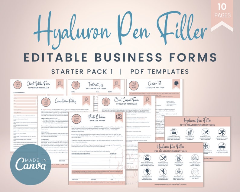 Hyaluron Pen Filler Business Forms, HA Filler Injection Consent ...