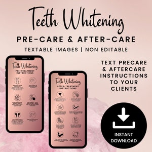 Cartes textuelles de blanchiment des dents avant et après les soins, cartes numériques de blanchiment des dents pour esthéticienne, téléchargement immédiat JPG, SKU TWDT2