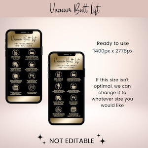 Vacuum Butt Lift Precare and Aftercare, Textable Digital Vacuum Therapy Cards for Estheticians, BBL Cupping Phone Aftercare Card, SKU VBLDT1 image 2