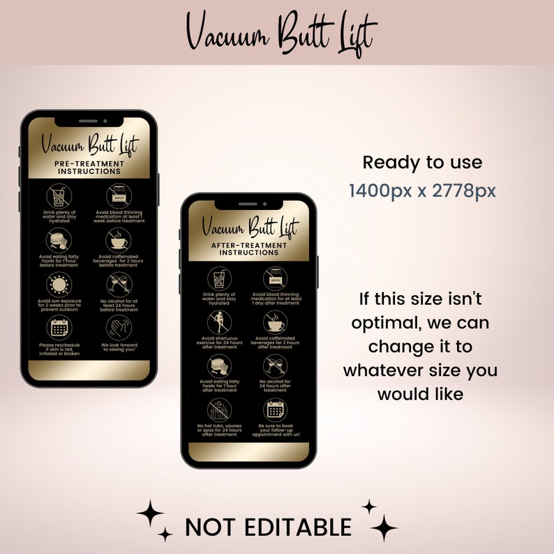 Vacuum Butt Lift Precare and Aftercare, Textable Digital Vacuum Therapy Cards for Estheticians, BBL Cupping Phone Aftercare Card, SKU VBLDT1 image 2