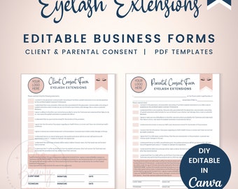 Editable Eyelash Extension Client Consent Form, Lash Extension Parental Consent, Lash Artist Consent Form, Lash Technician Form, SKU EECC1