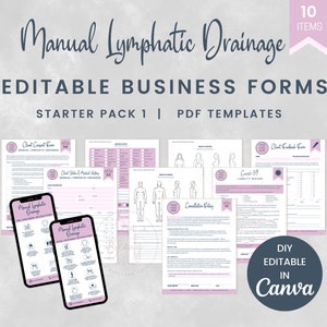 Manual Lymphatic Drainage Business Forms, Editable MLD Massage Client Intake and Consent, Lymphatic Massage Therapy Aftercare, SKU MLDSP1