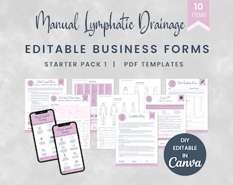 Lymphatic Drainage Business Forms: MLD Client Intake & Aftercare (Editable Canva Template)
