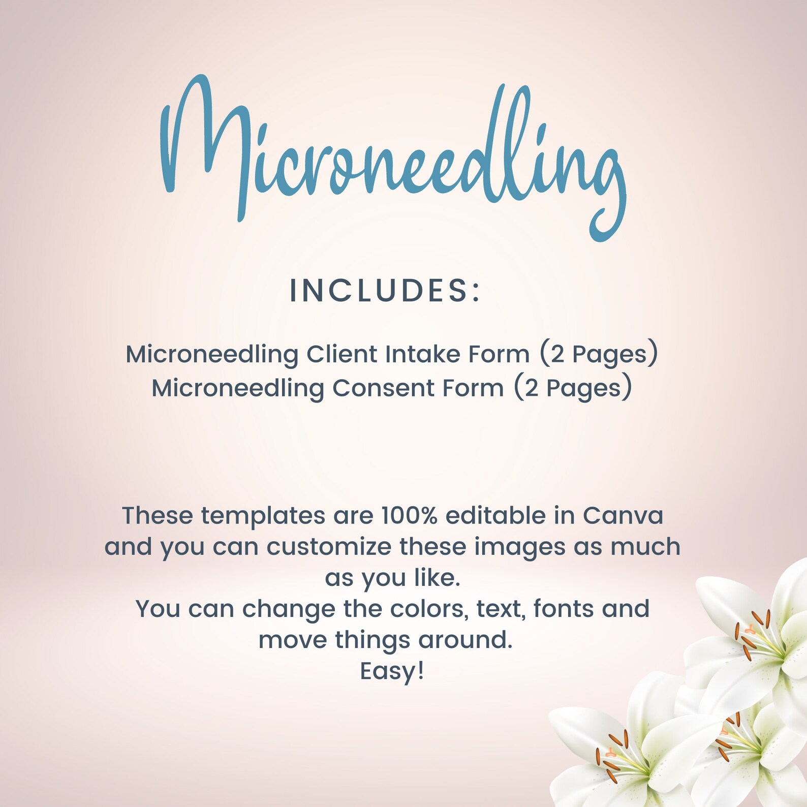 Editable Microneedling Client Intake Forms, Consent Form for ...