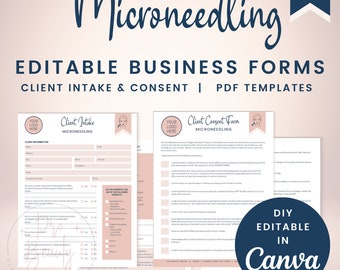Editable Microneedling Client Intake Forms, Consent Form for Aestheticians, Printable Medi Spa Form, Business Form Templates, SKU MNCIC1