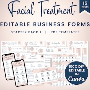 Facial Treatment Business Forms, Editable Esthetician Templates, Printable Skincare Consent Forms, Facial Consultation Form, SKU FTSP1