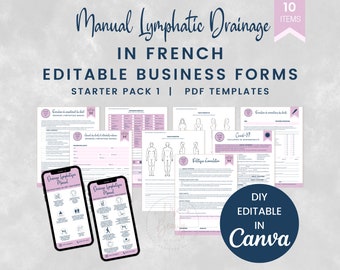 FRENCH Manual Lymphatic Drainage Business Forms, Editable MLD Client Intake and Consent, Lymphatic Massage Therapy Aftercare, SKU FMLDSP1