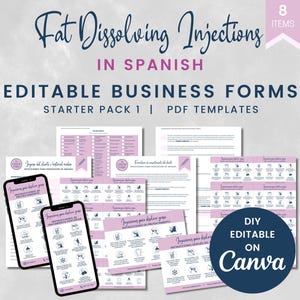 SPANISH Fat Dissolving Injections Business Forms, Fat Dissolve Consent, Fat Cavitation Consultation Forms, Nurse Injector Forms, SKU SFDISP1