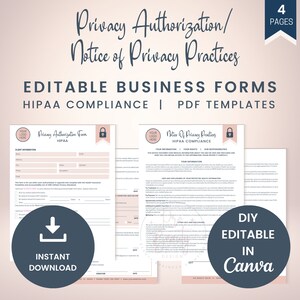 HIPAA Privacy Authorization and Notice of Privacy Policies, Compliant Release, HIPAA Compliance Medical Records Release Form, SKU HIPAA1