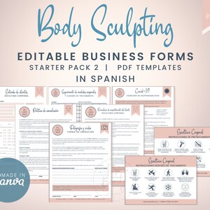 Moldes para Escultura Corporal em Espanhol, Modelos Editáveis de Contorno Corporal para Clínicas de Estética, Molde para Cavitação de Gordura, Medidas Corporais SKU SBSSP2