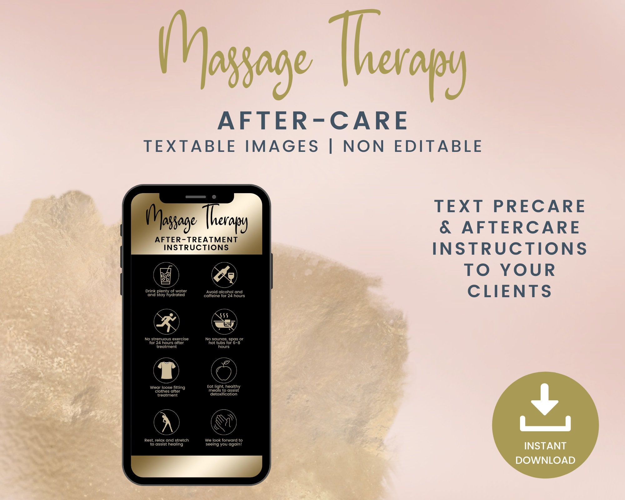Textable Massage Therapy Aftercare Card, Digital Massage Therapy Cards