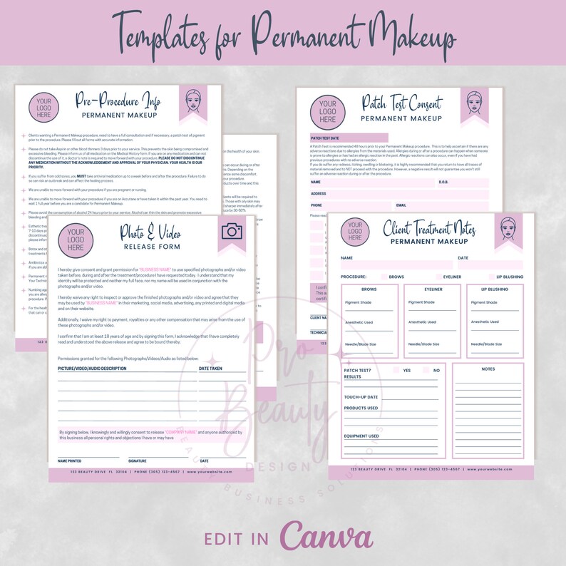 Permanent Makeup Business Forms, Editable PMU Intake and Consent Forms ...