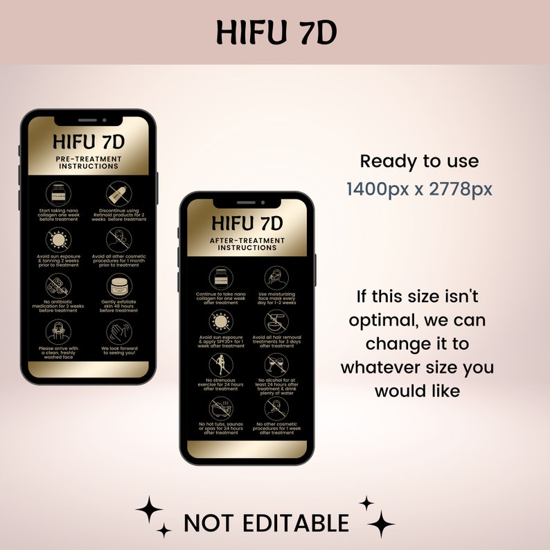 Textable HIFU 7D Precare and Aftercare Cards, Ultrasound Therapy for Skin Tightening, Non Surgical Facelift, Collagen Regrowth, SKU HIFU71 image 2